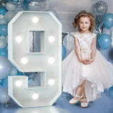 3FT Light Up Numbers Birthday Decoration Large Marquee Numbers 9 for 9th 90th Birthday Party Decor Wedding, Big Number Frame Foam Cardboard Mosaic Arch Stand Pre-cut Numbers