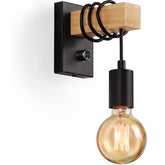 Wall Lights with Switch Vintage Wall Lamp Wooden Wall Light Indoor Industrial Wall Sconce Dimmable E27 Edison Lighting Fixture for Bedroom, Dining Room, Living Room