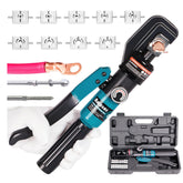 Hand Operated Hydraulic Crimping Tool 4-70mm² 12 AWG–2/0 AWG Cable Lug Crimper Kit with 9 Dies – Heavy Duty Black Teal Wire Terminal Press Tool for Electrical & Battery Cables