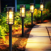 4 Pack Black Solar Pathway Lights Outdoor LED Garden Waterproof