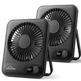 WHATOOK 5000mAh USB Desk Fan 2 Pack - Ultra Quiet, 100 Speeds