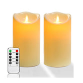 Outdoor Waterproof LED Candle Lights, Battery Operated Flameless Candles with Remote & Timer, Ivory White Flickering Candles Set of 2