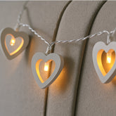 1.85m 3D Wooden Love Heart Fairy String Lights – Warm White LEDs