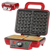 Waffle Maker 1000W – Double Non-Stick Plates, Adjustable Temperature, LED Indicator, Cool-Touch Handle for Breakfast & Desserts