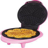 Heart Shaped Waffle Maker – 1000W, Non-Stick Plates, Easy Clean, Thermostatic Design, 25x22cm, Pink