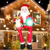 9.5FT Inflatable Climbing Santa with Gift Box & Reindeer Baby – Outdoor