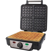 Quest 35940 4-Slice Deep Fill Waffle Maker – Non-Stick Plates, Adjustable Temperature, Stainless Steel, 1100W, Cool Touch Handle