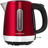 Morphy Richards Equip Kettle 1.7L – 3000W Rapid Boil, Removable Limescale Filter, Easy View Water Gauge, Stainless Steel, Red