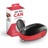 Kitchen Mama One-to-Go Electric Can Opener – One-Touch, Auto Detect & Stop, Smooth Edge, Lid Lift, Battery Operated (Red)