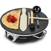 13 Inch Black Electric Crepe & Pancake Maker 1200W – Adjustable Temperature Hotplate