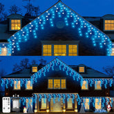 LITOHOM Icicle Outdoor Christmas Lights 460 LED 17.5M Blue White Waterproof