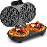 Double Waffle Maker – 1200W Belgian & American Waffle Iron with Non-Stick Plates, Auto Temperature Control, Cool Touch Handle – Silver