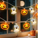 Halloween Pumpkin & Ghost String Lights Outdoor with Remote & Timer