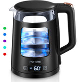 1.7L Glass Electric Tea Kettle – 5 Temp Control, Keep Warm, Fast Boil 2200W, Auto Shut-Off, LED Lights – Black