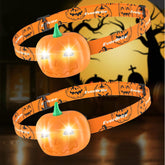 2 Pack Pumpkin Head Torches Halloween Headlamp with 2 Lighting Modes