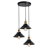 22cm Vintage Industrial Pendant Light – Black Metal Ceiling Lamp with Adjustable Cable & E27 Holder for Kitchen, Dining & Café Lighting
