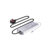 Electrical power supply unit with plug on a white background