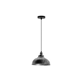 Black pendant light on a white background