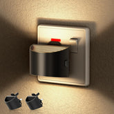 Wall-mounted light switch with nightlight feature on a textured wall.