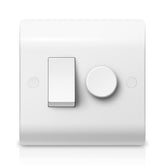 White light switch panel with two switches on a white background
