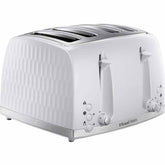 White toaster with honeycomb pattern on a white background