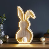 Wooden neon bunny LED light Easter decoration 30cm