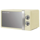 cream, Russell Hobbs microwave oven on a white background