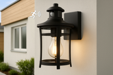Vintage PIR Motion Sensor Wall Lantern – Black
