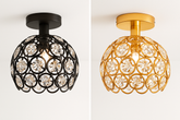 Modern Gold Globe Ceiling Light – Vintage Metal Base