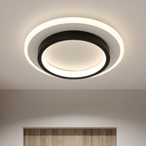 Black Semi Flush LED Ceiling Lamp – Minimalist Round Design – Modern Glow