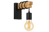 Black Vintage Industrial Wall Light – E27 Adjustable Wall Sconce with Wooden Shelf