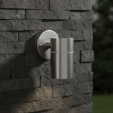 Modern Stainless Steel GU10 Outdoor Down Wall Light IP44 Waterproof Garden Wall Sconce Silver Exterior Porch Patio Light with Bulb Options & Multi-Pack Bundles