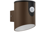 Outdoor Battery PIR Motion Sensor Wall Light – Cool White 6000K – IP44 Cylinder Sconce (Brown)