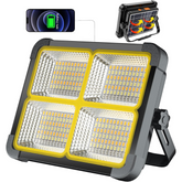 100W Rechargeable LED Work Light with Solar Panel – Portable Flood