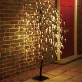 Solar Weeping Willow Tree Lights 5FT, 240 LED Warm White Outdoor Garden Tree with Metal Base for Home and Landscape Décor