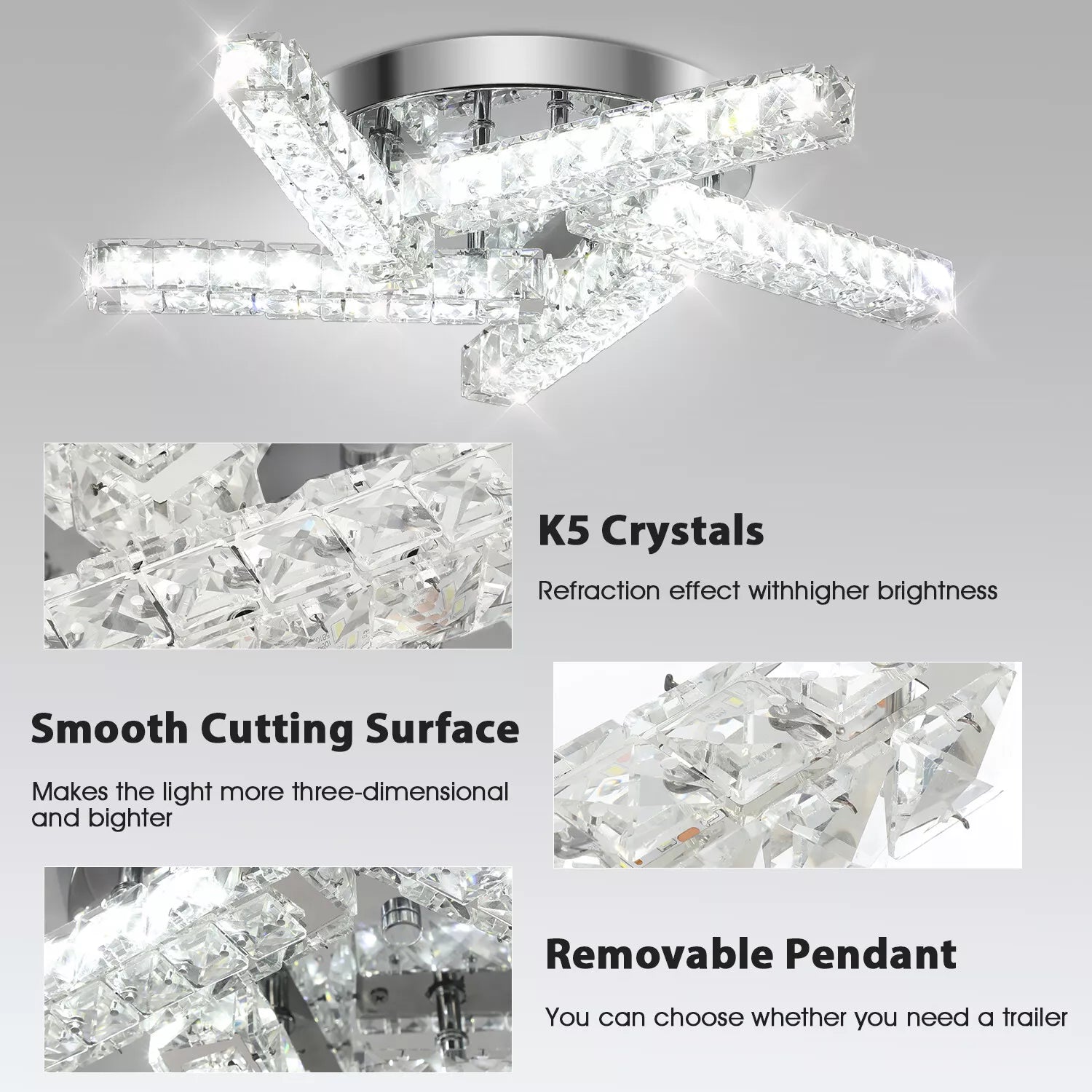 Contemporary Crystal Ceiling Lamp for Bedrooms
 Contemporary Crystal Ceiling Lamp for Bedrooms