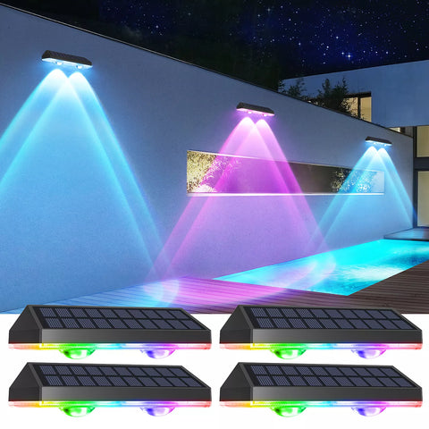 Solar-powered LED wall lights for garden and fence illumination.
 Solar-powered LED wall lights for garden and fence illumination.