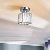 Modern Chrome Semi Flush Mount Crystal Ceiling Chandelier