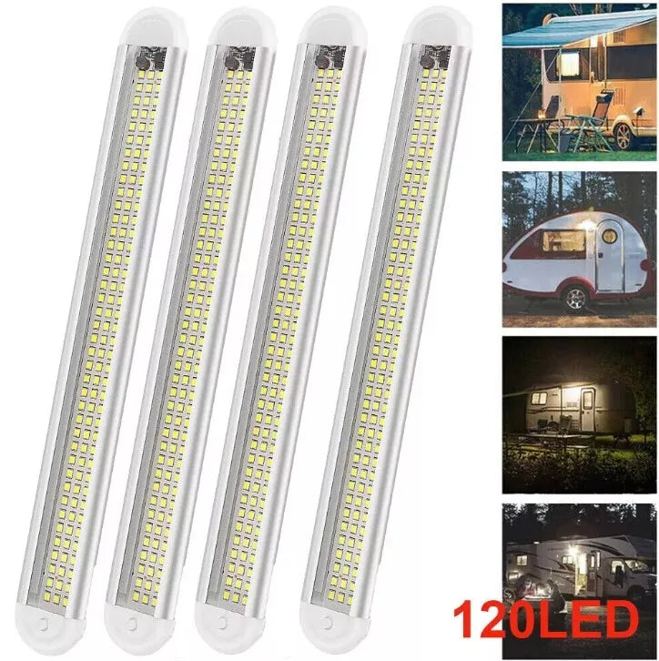 Close-up view of LED light bar showing bright, uniform illumination in a vehicle
 Close-up view of LED light bar showing bright, uniform illumination in a vehicle