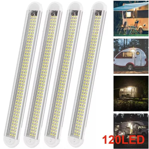 Close-up view of LED light bar showing bright, uniform illumination in a vehicle
 Close-up view of LED light bar showing bright, uniform illumination in a vehicle