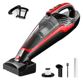 Handheld vacuum cleaner with attachments on a white background