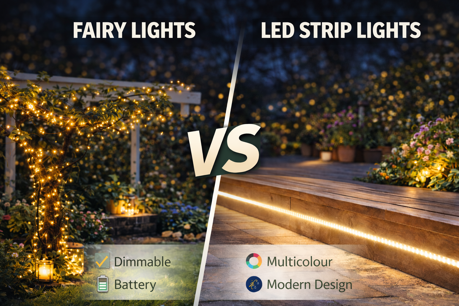 Fairy Lights vs LED Strip Lights for Gardens: Which Is Better? (UK)