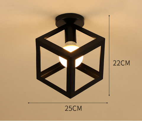 Close-up of the industrial metal frame with geometric cube design

