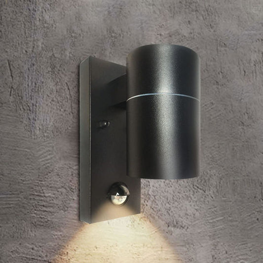 Outdoor Motion Sensor Wall Lights, Downward Outside Lighting Mains Powered, IP44 Anthracite Grey Stainless Steel