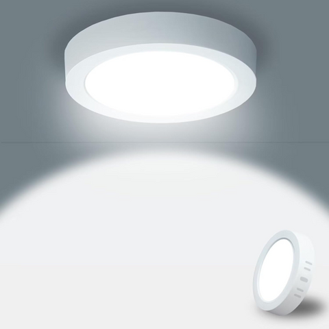 Side view of waterproof LED fixture on flat ceiling

