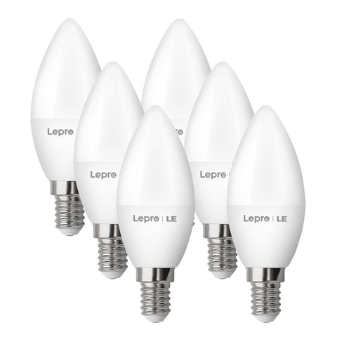 Pack of 6 E14 LED Light Bulb, Small Edison Screw SES Candle Bulbs, 4.9W 470lm, 40W Equivalent E14 Bulb, Warm White 2700K E14 LED Bulb