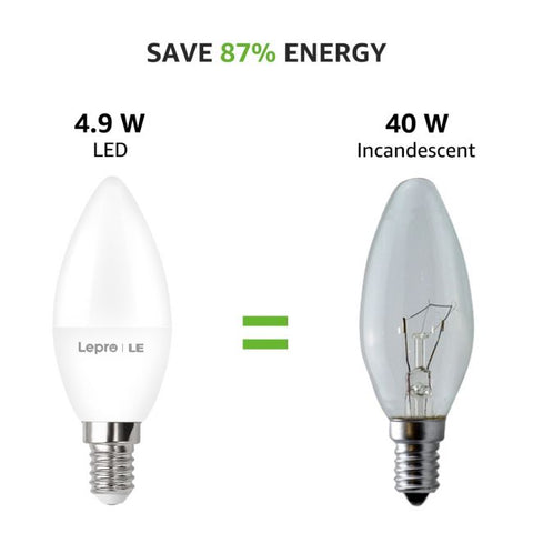 Pack of 6 E14 LED Light Bulb, Small Edison Screw SES Candle Bulbs, 4.9W 470lm, 40W Equivalent E14 Bulb, Warm White 2700K E14 LED Bulb