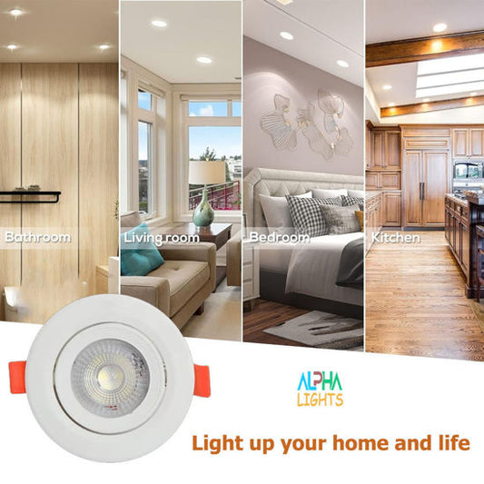 5W Round Recessed Mounted Adjustable SMD Downlight Spotlight Adjustable Recessed LED Downlight For Bedroom, Living Room, Bathroom, Hall, Kitchen