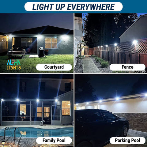 Solar light illuminating patio steps

