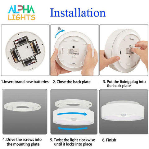 Wireless motion sensor LED light installed in a closet

